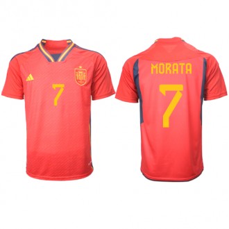 Herren Fußballbekleidung Spanien Alvaro Morata #7 Heimtrikot WM 2022 Kurzarm